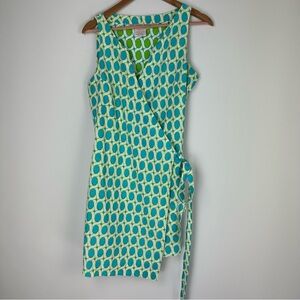 Gretchen Scott Designs Wrap Front Tie Dress in Blue and Green